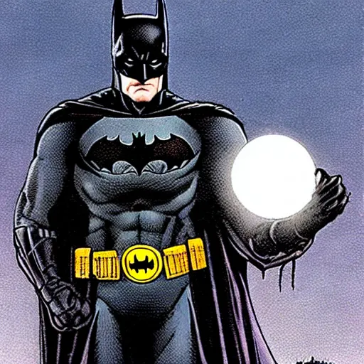 Prompt: Batman pondering his Orb by Todd Lockwood