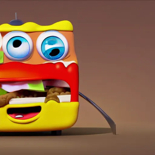 Prompt: hamburger car from Spongebob, volumetric lighting, Pixar animation, artwork by picasso