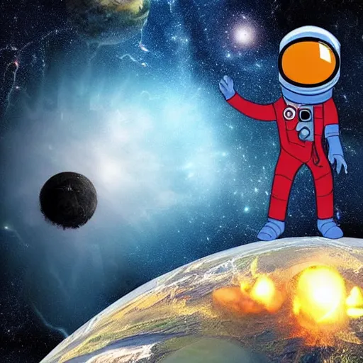 Prompt: space man discovering Apocalyptic earth