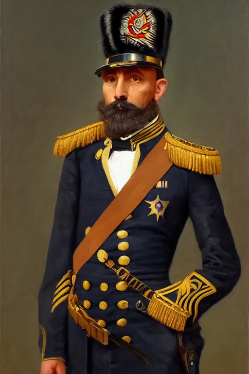 Image similar to full body portrait of the dictator of the charlotte hornets, 1 8 8 9, in full military garb, oil on canvas by william sidney mount, trending on artstation