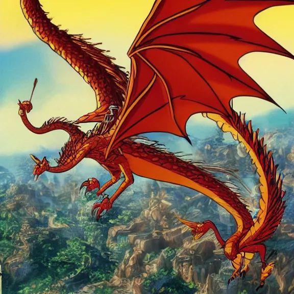 Image similar to winged dragon, disney movie poster, animation, studio ghibli