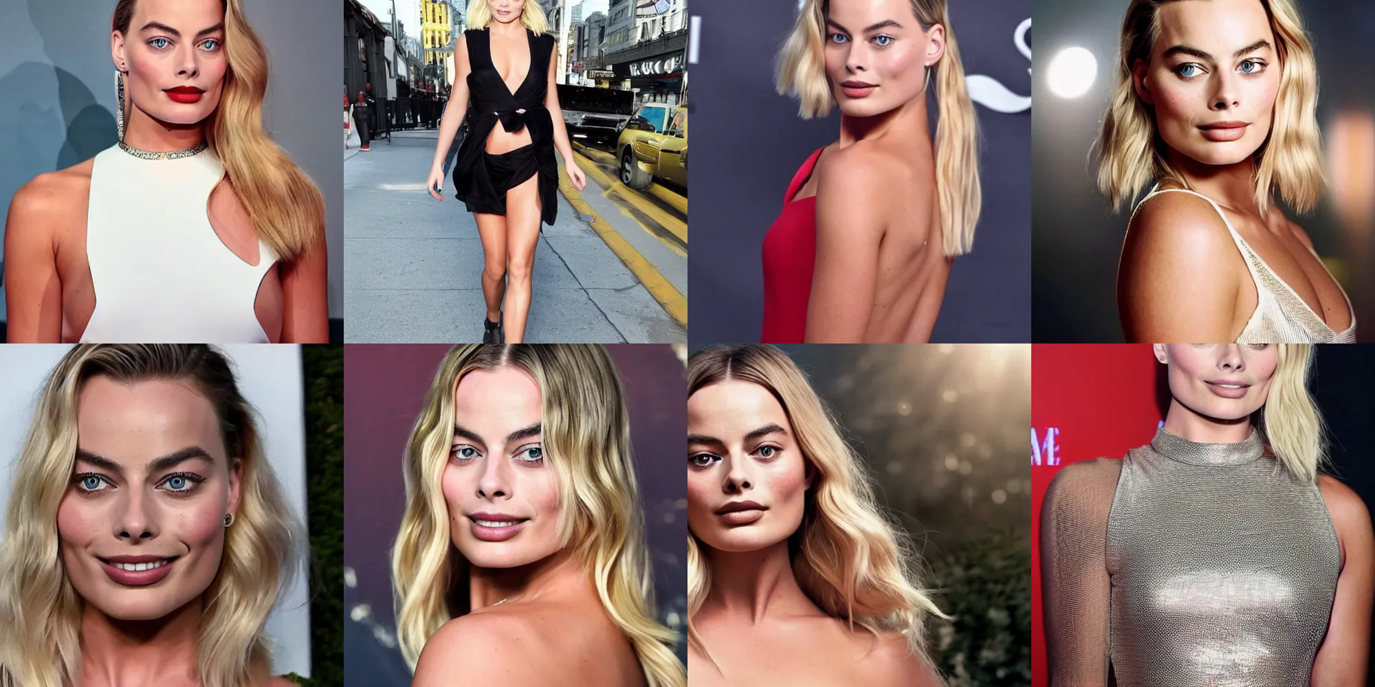 Prompt: margot robbie is a glowing dream goddess from heaven, no cap