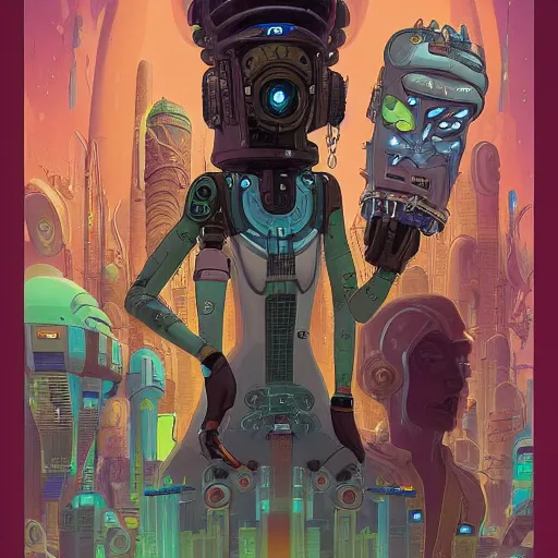 Image similar to akah 0 c 0 k futurama cyberpunk medium shot by gaston bussierre and charles vess and james jean and erik jones and rhads, inspired by rick and morty, epic, funny, huge scale, beautiful fine face features, intricate high details, sharp, ultradetailed