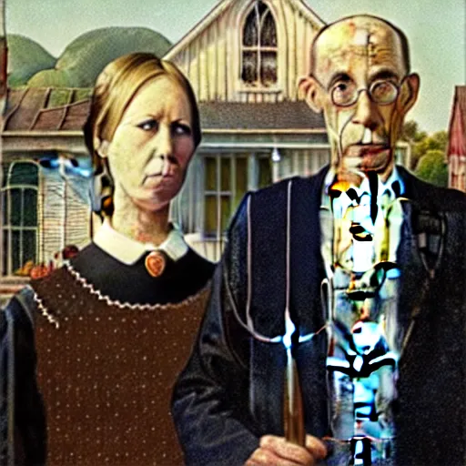 Prompt: american gothic but with vampires