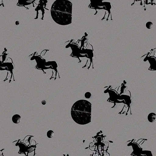 Image similar to aliens riding horses on the moon in the style of Fredrick Remington matte