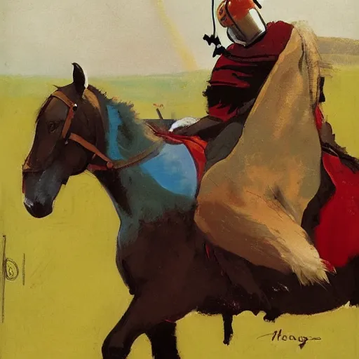 Image similar to portrait of horse wearing caparisons, medieval joust by greg manchess, bernie fuchs, walter everett, lost edges