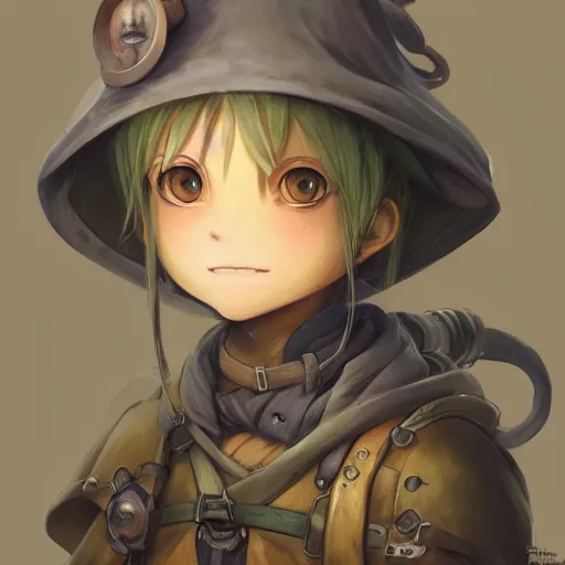 Image similar to a detailed portrait of a made in abyss character, by justin gerard and demizu posuka, digital art, realistic painting, very detailed, fantasy, dnd, character design, trending on artstation