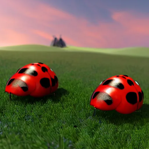 Prompt: ladybugs, the lord of the rings ( film ), 3 d render