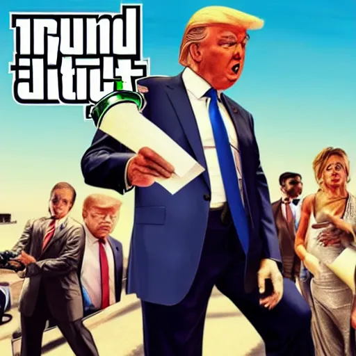 Prompt: donald trump as a mob boss, gta 5 cover