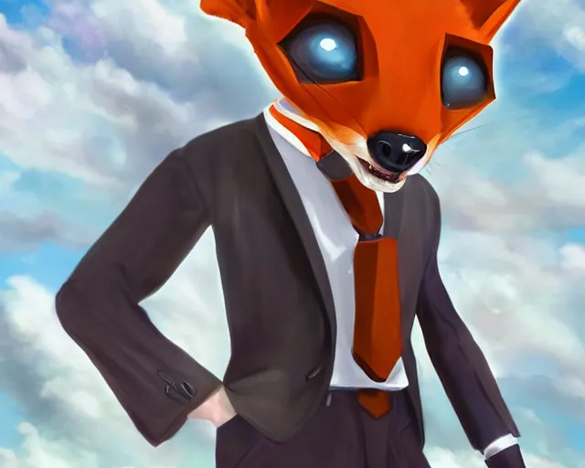 Image similar to award - winning extremely detailed fantasy art of a cute male anthropomorphic vulpes vulpes fulva teacher wearing suit working at a school, 4 k cinematic still, dramatic lighting