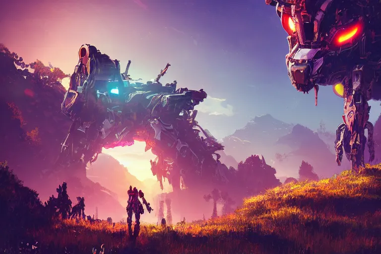 Image similar to watcher machine mecanical creature robot of horizon forbidden west horizon zero dawn radiating a glowing aura global illumination ray tracing hdr fanart arstation by ian pesty and alena aenami artworks in 4 k