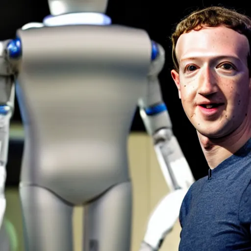 Prompt: photo of Mark Zuckerberg totally not being a robot and being a human being