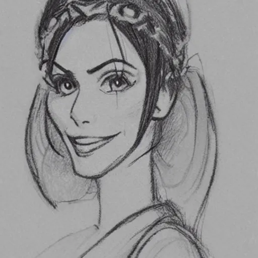 Image similar to milt kahl sketch of victoria justice as princess padme from star wars episode 3