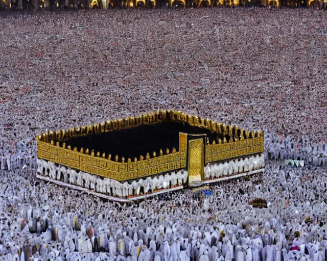 Image similar to 10,100 adoring lovers surrounding the kaaba in mecca