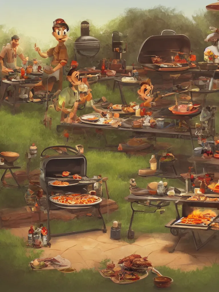 Image similar to barbecue by disney concept artists, blunt borders, rule of thirds