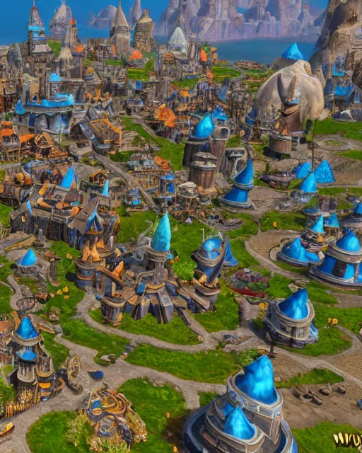 Image similar to Stormwind city from World of Warcraft, HD 4K, Unreal engine.