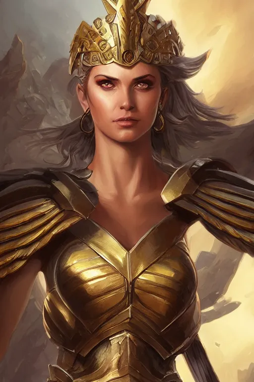 Image similar to amazon valkyrie athena, d & d, fantasy, portrait, highly detailed, headshot, digital painting, trending on artstation, concept art, sharp focus, illustration, art by artgerm and greg rutkowski and magali villeneuve