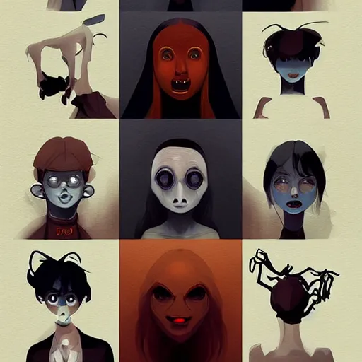 Prompt: face icon stylized minimalist scary stories to tell in the dark, loftis, cory behance hd by jesper ejsing, by rhads, makoto shinkai and lois van baarle, ilya kuvshinov, rossdraws global illumination