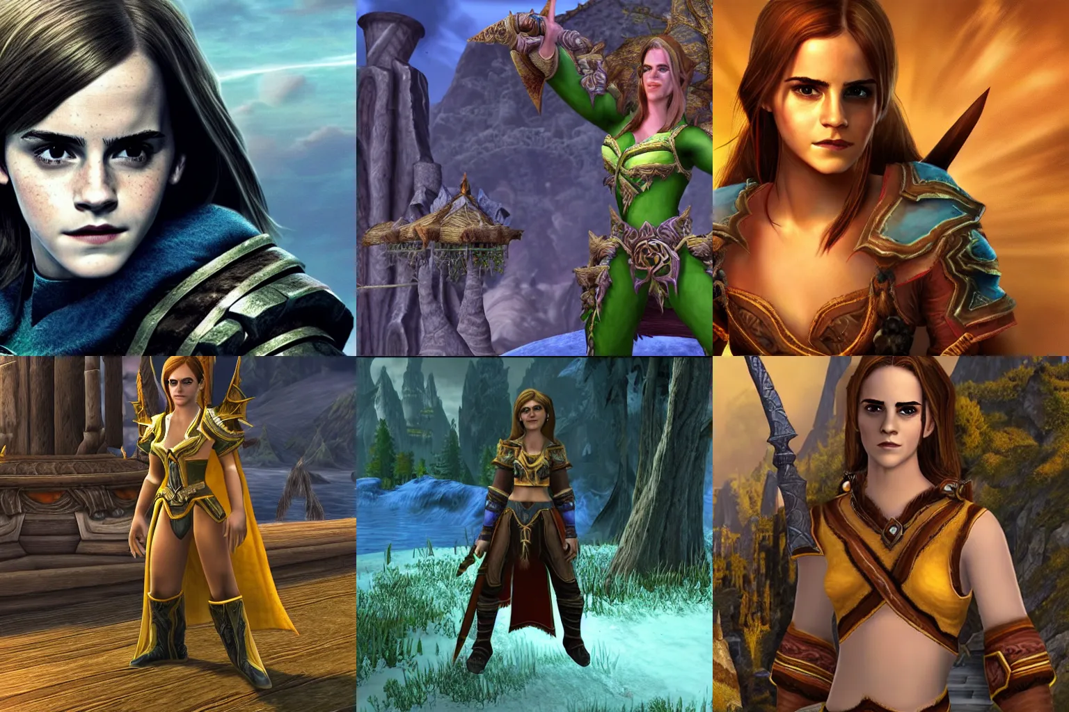 Prompt: Screenshot of Emma Watson in Warcraft 3