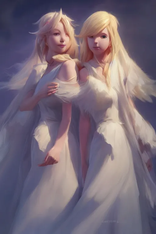 Image similar to a portrait of rosalina and luma, made by stanley artgerm lau, wlop, rossdraws, artstation, cgsociety, concept art, cgsociety, octane render, trending on artstation, artstationhd, artstationhq, unreal engine, 4 k, 8 k,