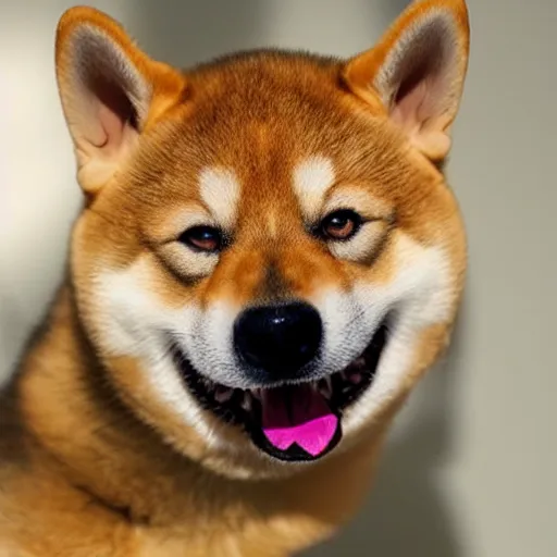 Image similar to Shiba Inu wheezes loudly after laughing. It's never heard something so funny in its life.