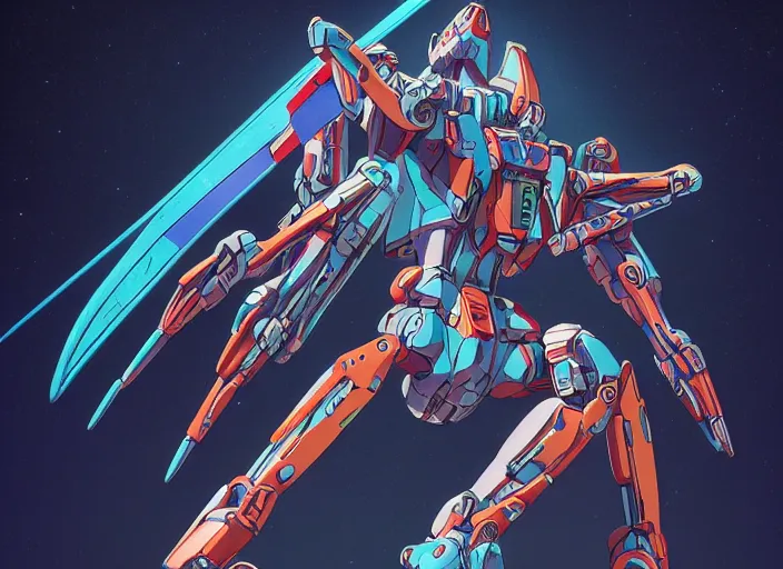 Image similar to vitruvian mecha, isometric concept gundam macross evangelion, illuminated features, detailed hatching, dramatic moonlit lighting, diagram specifications notations, by alex pardee, dan mumford, 3 d cg, octane rendered, futuristic, 2 k aesthetic, 4 k, highly saturated colors