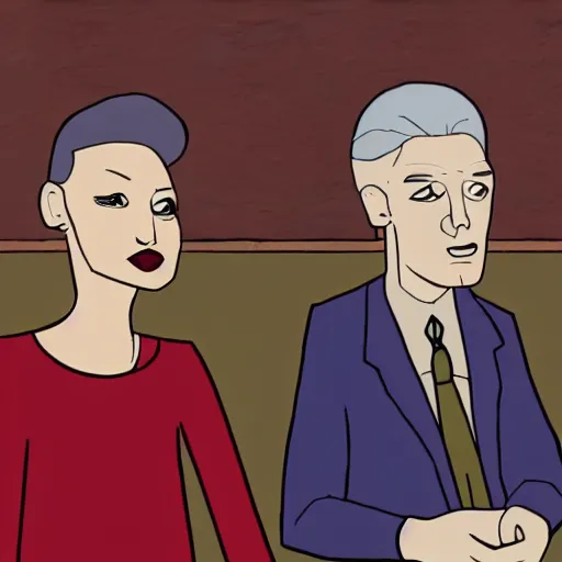 Image similar to random twin peaks screenshot as a cartoon