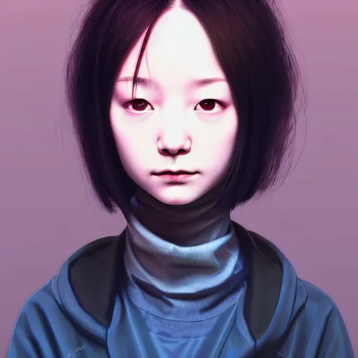 Image similar to portait of lain from serial experiments : lain, sci - fi, intricate, elegant, highly detailed, digital painting, artstation, concept art, smooth, sharp focus, illustration, by bartek fedyczak, erak note, tooth wu, neil richards, kan liu, siwoo kim, jisu choe