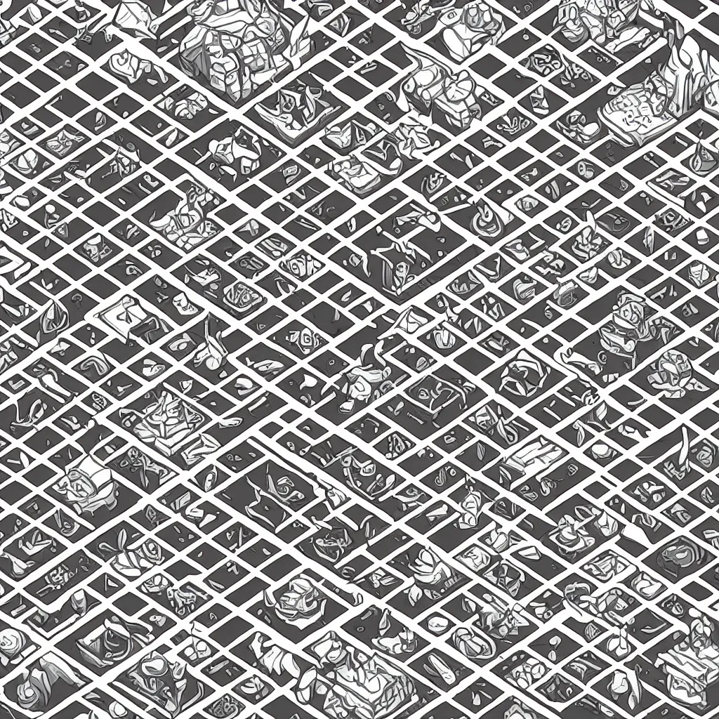 Image similar to isometric lineart tileset pack for magic resource gathering game, png