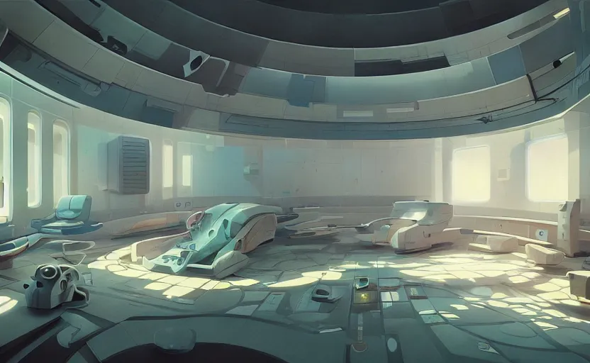 Image similar to Interior shot of a futuristic Hospital by Petros Afshar and Beeple, James Gilleard, Mark Ryden, Wolfgang Lettl highly detailed