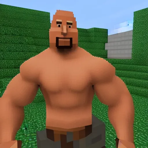 Image similar to dwayne johnson skin in minecraft