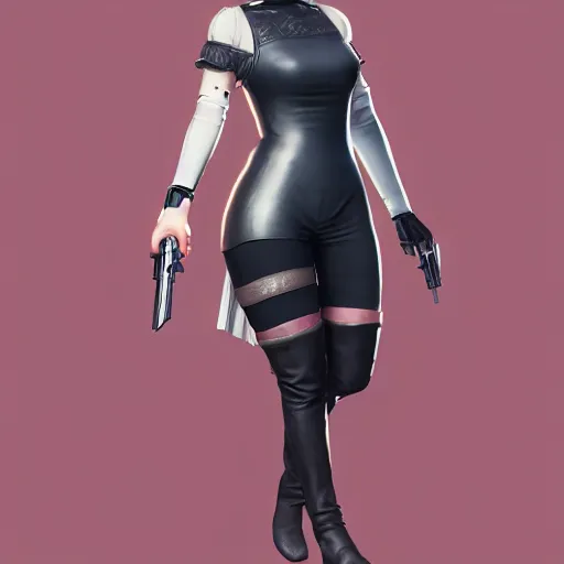 Prompt: portrait of 2B nier automata wearing skin tight clothes screenshot from the video game Red dead redemption 2 digital art trending on Artstation, CGSociety