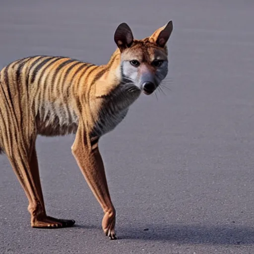 Image similar to a thylacine roaming through suburbs of united states