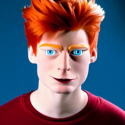 Prompt: Live Action Philip J. Fry from Futurama