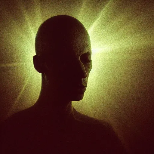 Image similar to dark expressive portrait of the digitally glitched soul, dramatic lighting, lonely, god rays, edges, universal background, facial expression, chiaroscuro, atmospheric lighting, motion design, by Beksinski, maze, sharp focus, deviantart, irridescent, intense knowledge