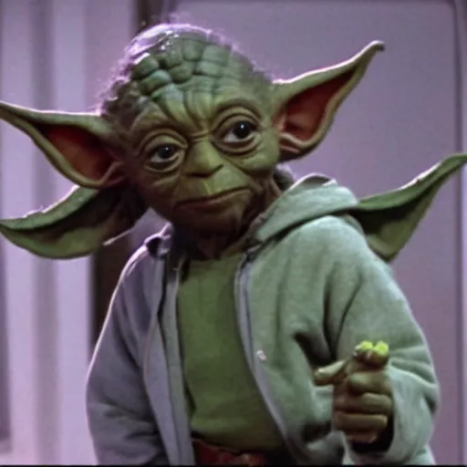 Prompt: steve urkel as yoda, screenshot from (television show family matters)