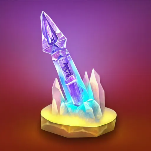 Image similar to a glowing crystal sword in the stone