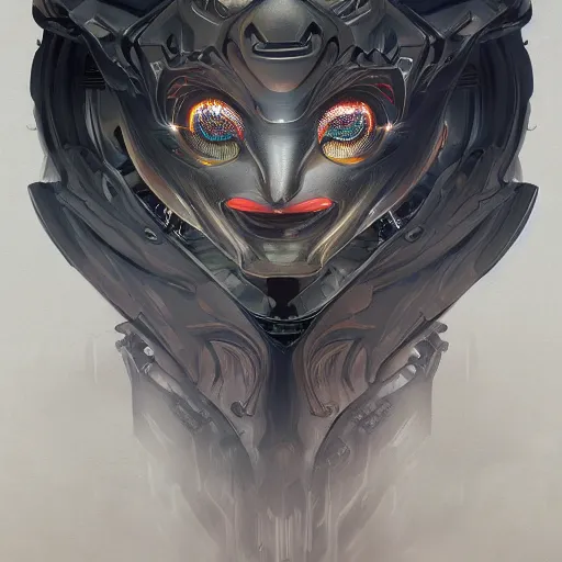 Image similar to low angle shot of a cyberpunk gazmask robot character, intricate, elegant, highly detailed, centered, digital painting, artstation, concept art, smooth, sharp focus, illustration, artgerm, Tomasz Alen Kopera, Peter Mohrbacher, donato giancola, Joseph Christian Leyendecker, WLOP, Boris Vallejo