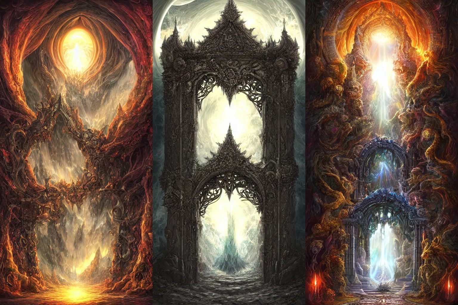 Prompt: The gate to the eternal kingdom of Creation, fantasy, digital art, HD, detailed.