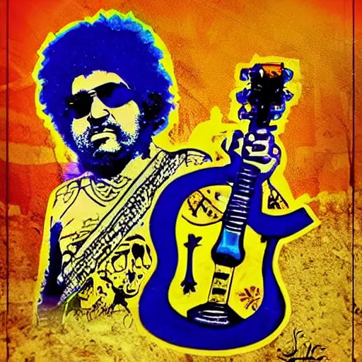 Image similar to jerry garcia egypt photo in the style of graffiti