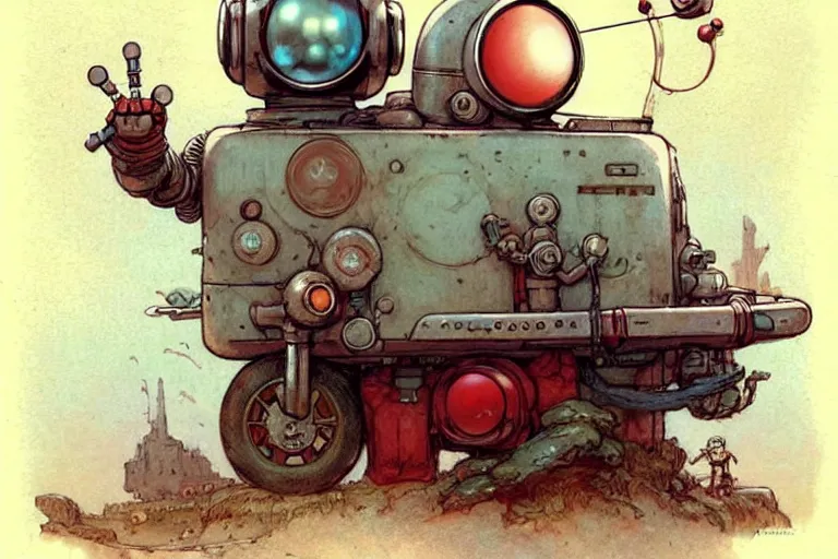 Image similar to adventurer ( ( ( ( ( 1 9 5 0 s retro future robot android robot mouse wagon book layout page. muted colors. ) ) ) ) ) by jean baptiste monge!!!!!!!!!!!!!!!!!!!!!!!!! chrome red