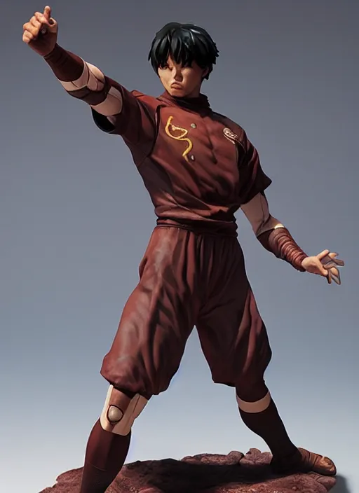 Prompt: captain tsubasa anime figurine, art by gerald brom, greg rutkowski and artgerm and james jean and zdzisław beksinski, unreal engine, studio lighting