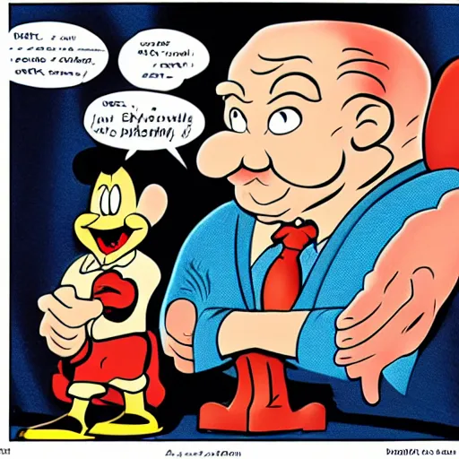 Prompt: cartoon character of Benjamin netanyahu by Carl Barks.