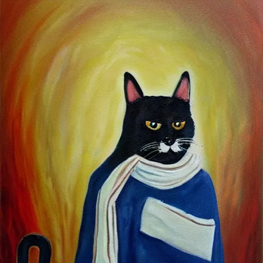 Image similar to painting of babushka cat