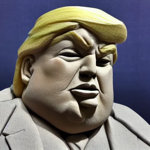 Image similar to obese stone sculpture of donald trump, highly detailed,