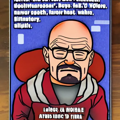 Prompt: walter white in a pokemon card