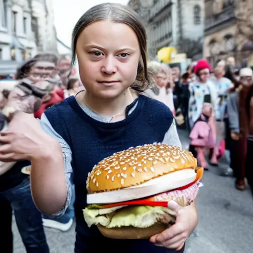 Image similar to greta thunberg is a burger