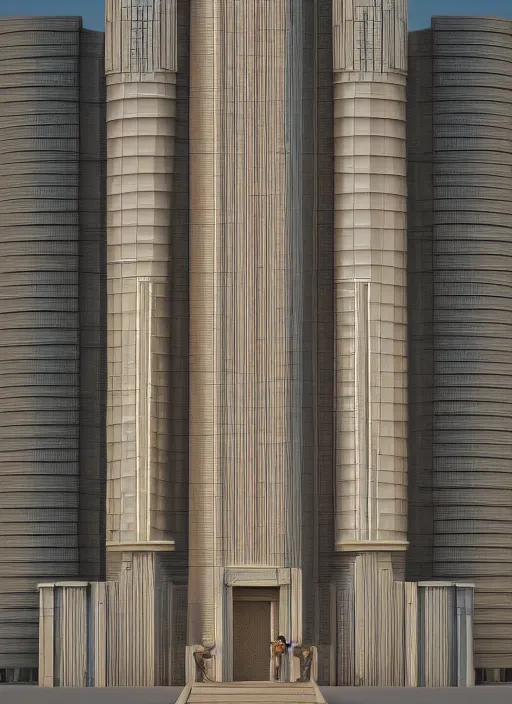 Image similar to highly detailed realistic architecture 3 d render of a metallic monumental stele in frank lloyd wright style standing on a highway, archdaily, made in unreal engine 4 octane render