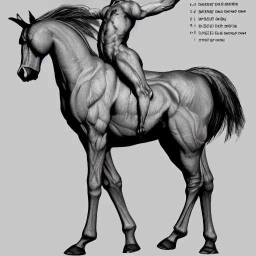 Image similar to centaur centaur centaur anatomy reference sheet, 8k, very detailed.