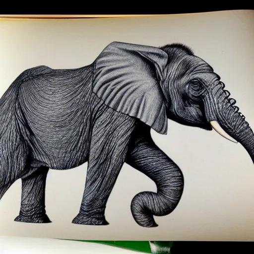 Prompt: ”biology text book scientific drawings of an animal hybrid of an elephant and a gorilla”